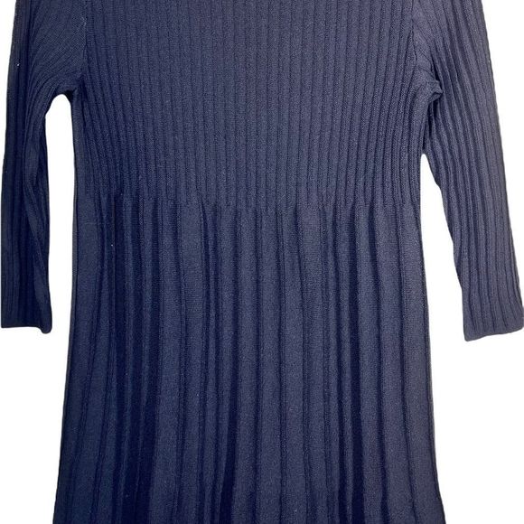 EILEEN Fisher Petite Womens Sz PP Black Pleated Pintuck Wool Dress - Picture 3 of 7